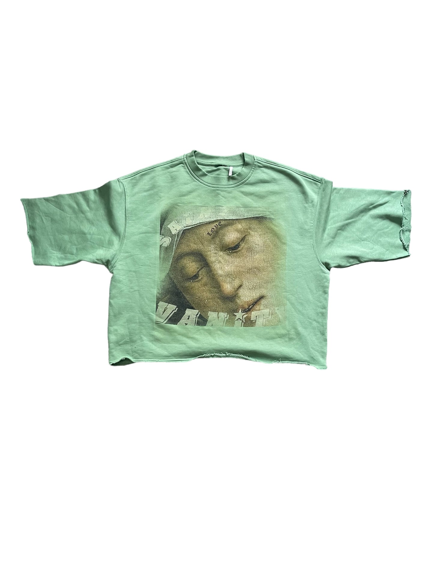 GREEN CROPPED CREWNECK